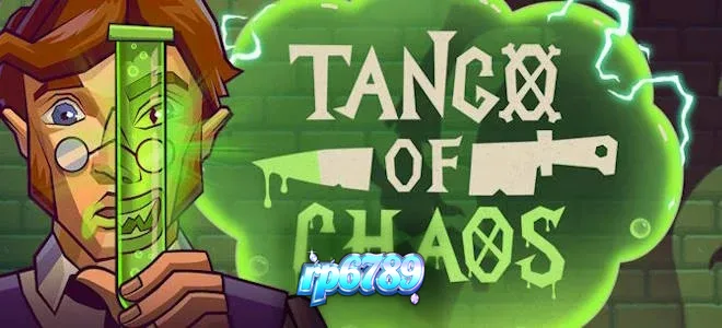 Tampilan visual slot Tango of Chaos dengan elemen laboratorium misterius